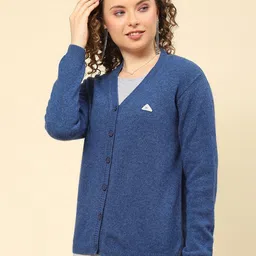 Monte Carlo Women V Neck Woollen Cardigan-image-71