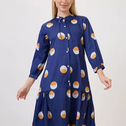 Amarasha Polka Dot Print Keyhole Neck Crepe Fit & Flare Dress-picture-40