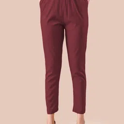 LYRA Women Comfort High-Rise Flat-Front Cotton Cigarette Trouser-image-24