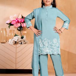Muhuratam Girls Printed Kurta Set-image-98