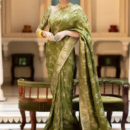 DHRUVIL IMPEX Ethnic Motifs Woven Design Zari Pure Silk Saree-picture-52