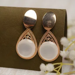 Zeraki Jewels Rose Gold-Plated Contemporary Drop Earrings-20