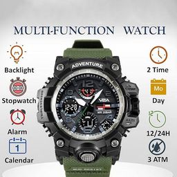 V2A Men Dial & Textured Straps Analogue and Digital Watch V2A-CS-1518-Green-01 image 3