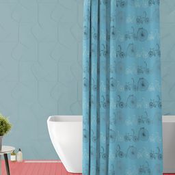 ArtzFolio Blue & White Printed Waterproof Shower Curtain-image-111