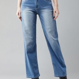BAESD Women Wide Leg Mid-Rise Light Fade Stretchable Jeans-image-80