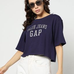 GAP Brand Logo Print Relaxed Cotton T-shirt-image-93