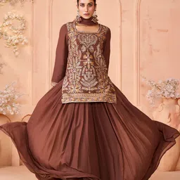 MADHURAM Floral Embroidered Thread Work Ready To Wear Lehenga With Blouse & Dupatta-picture-23