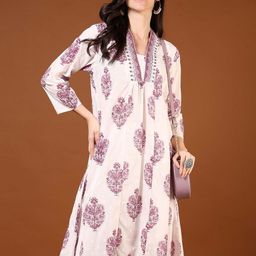 V-Mart Women Paisley Printed Mirror Work Kurta-picture-23