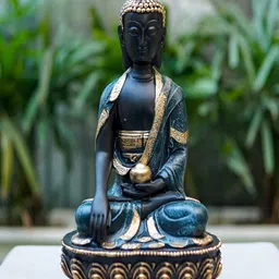 Craftlayout Statue Green And Gold-Toned Lord Buddha Religious Idol Showpiece-30