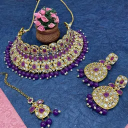 VATSALYA creation Rhodium-Plated Artificial Stone Studded Jewellery Set-image-96
