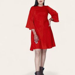 GEETUES Women Round Neck A-Line Above Knee Dress-image-48