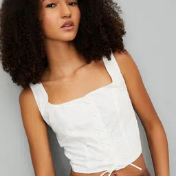 max Women Self Design Cotton Crop Top-image-81
