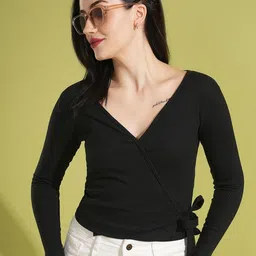 Globus Self Design Rib Cotton Wrap Top-image-18