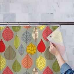 ArtzFolio Green & Orange Printed Waterproof Shower Curtains-image-96