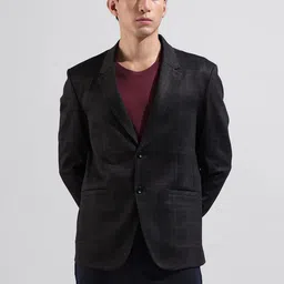 The Indian Garage Co. X Luxe Men Checked Comfort-Fit Single Breasted Blazer-image-33