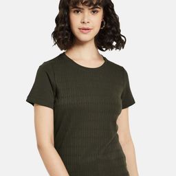 METTLE Women Solid Round Neck Cotton T-shirt-image-24