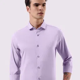 Beyoung Men Spread Collar Solid Cotton Slim Fit Casual Shirt-image-8