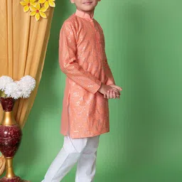 Cae Boys Embroidered Regular Sequinned Dupion Silk Kurta with Pyjamas image 2