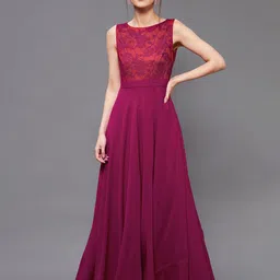 Miss Chase Women Self Design Sleeveless Gown Maxi Dress-image-56