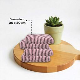HOUSSE 4-Pieces Pink Striped 300 GSM Face Towels-image-98