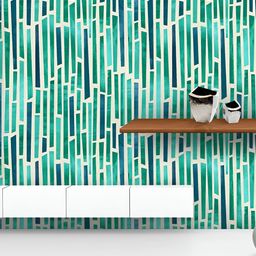 ArtzFolio Printed UV-Resistant Anti-Bacterial Green Blue Lines Peel & Stick Wallpaper-image-54
