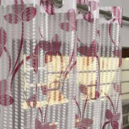Galaxy Home Decor Pink 2 Pieces Floral Printed Sheer Window Curtain-picture-12