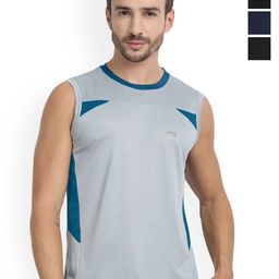 FTX Pack Of 4 Colourblocked Round Neck Sleeveless Dry-Fit Sports Vests-picture-45