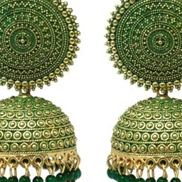 Zoey Gold Plated Artificial Beaded Dome Shaped Jhumkas image 2