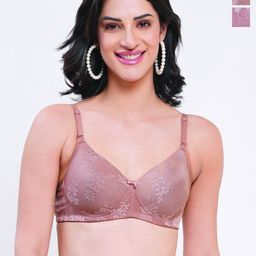 Reveira Women Pack of 2 Dry Fit Full Coverage Non-Wired Lightly Padded T-shirt Bra-image-64