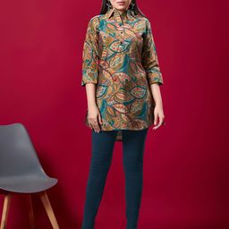 BANJANAN Floral Printed Longline Shirt Style Top-image-38