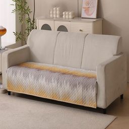 HOUSE OF QUIRK Gold-Toned & Grey Printed Other 1 Piece Sofa Cover-image-19