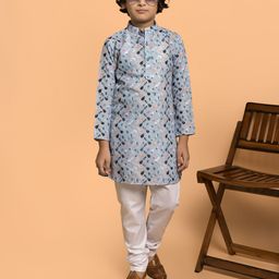 PRINTCULTR Boys Abstract Printed Straight Kurta with Churidar-56