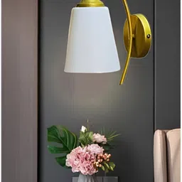 KINIS Gold-Toned & White Metal Frustum Shaped Wall Lamp-image-64