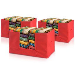 Kuber Industries Red 3 Pieces Drawer Organisers-0