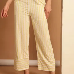 ETC Women Striped Pure Cotton Parallel Lounge Pants-image-40