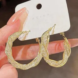 PolluxCraft Korean Gold Plated Contemporary Shaped Hoop Earrings-picture-48