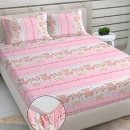 Myntra Elegant Homes Pink Cartoon Characters 300 TC King Bedsheet Set 2.5 m X 2.2 m-image-84