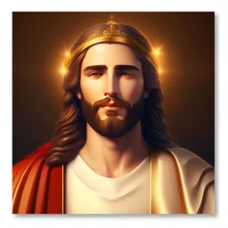 SAF Gold-Toned & Magenta Jesus Christ Canvas Religious Wall Painting-image-47