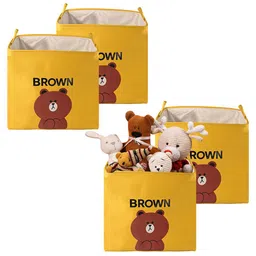 Kuber Industries Yellow 4 Pieces Foldable Storage Multi-Utility Organisers-49