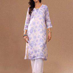 Varanga Floral Printed V-Neck Cotton Straight Kurta-picture-36