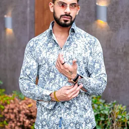 TRYBUY.IN Floral Printed Spread Collar Premium Wrinkle Free Casual Shirt-picture-7