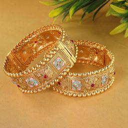LAVAZZA Set Of 2 CZ Studded Kada Bangles-image-61