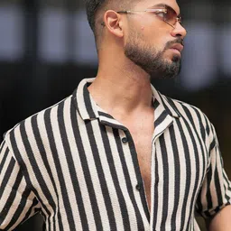Maniac Men Comfort Opaque Striped Casual Shirt-image-71