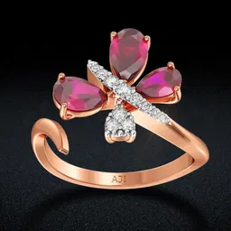 Joyalukkas Women 18 Kt Rose Gold Crimson Butterfly Charm Diamond Ring -3.32 gm-image-55
