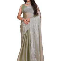 Indian Fashionista Embellished Beads & Stones Organza Saree-picture-12