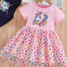 YK Kids Girls Graphic Printed Round Neck Fit & Flare Dress-image-83
