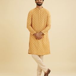 Manyavar Checked Mandarin Collar Straight Kurta-52