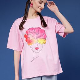 Popster Women Printed Drop-Shoulder Sleeves Pure Cotton T-shirt-image-66