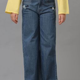 UNDER FOURTEEN ONLY Girls Flared Embroidered Jeans-picture-18