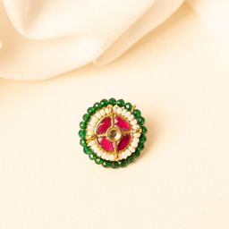 PANASH Gold-Plated Kundan Studded Ring Nosepin-image-11